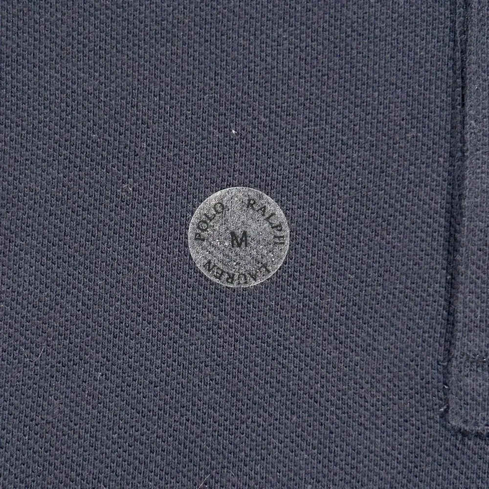 Vintage Polo Ralph Lauren Polo Shirt Men M Navy Blue Short Sleeve Pony Y2K NOS